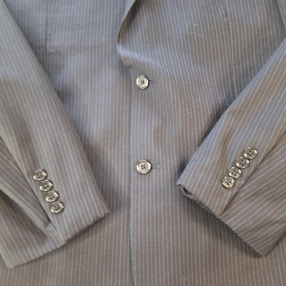 Jos A Bank Suit Mens 42R Blue Wool Stripe Single Vent 2 Button Signature 34x29